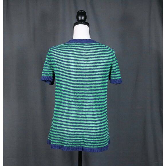 Jcrew Linen Cotton Short Sleeve Crewneck Sweater Blue Green Small - Picture 3 of 5